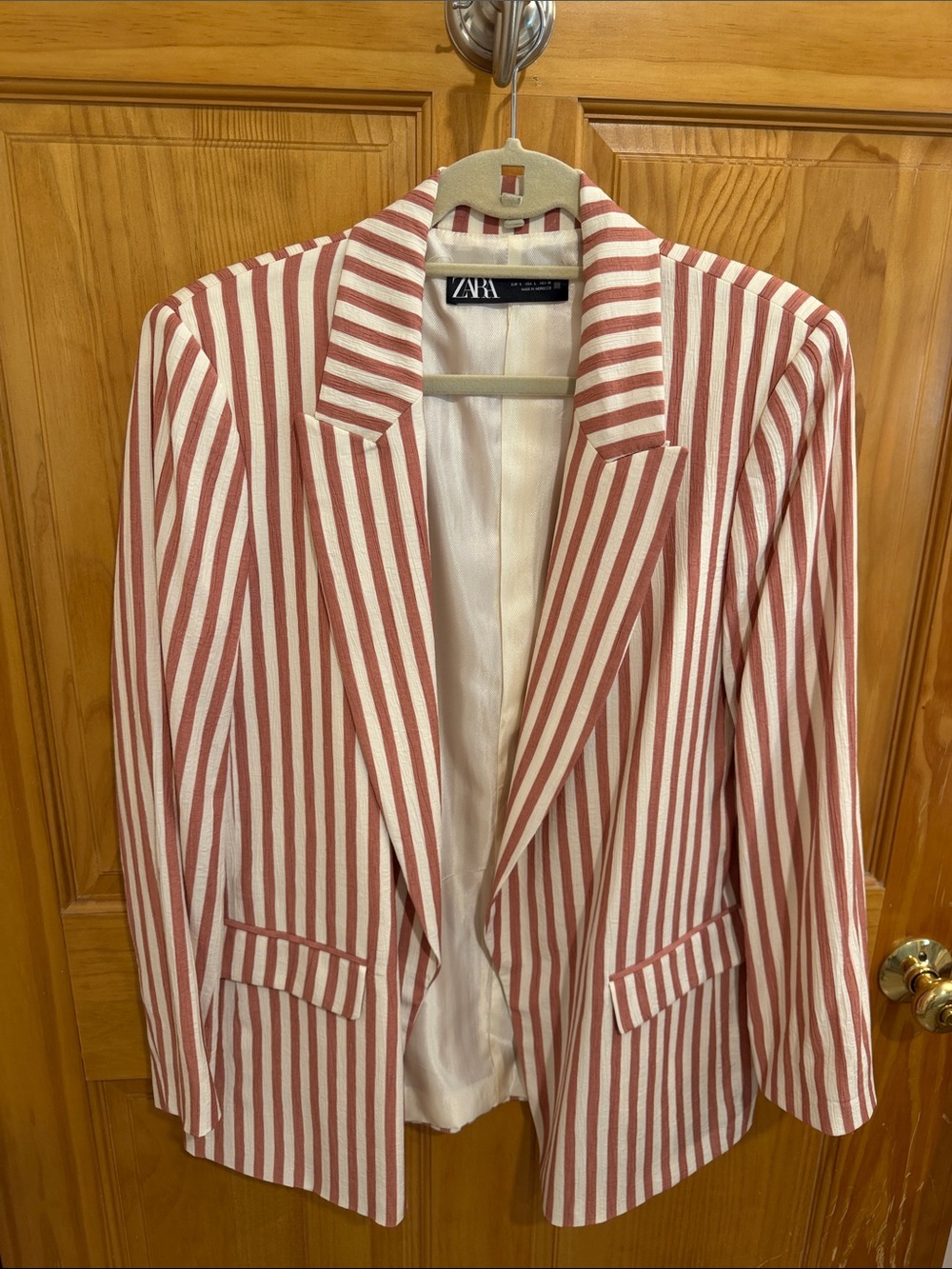 ZARA Rose Stripe Single-Breasted Blazer